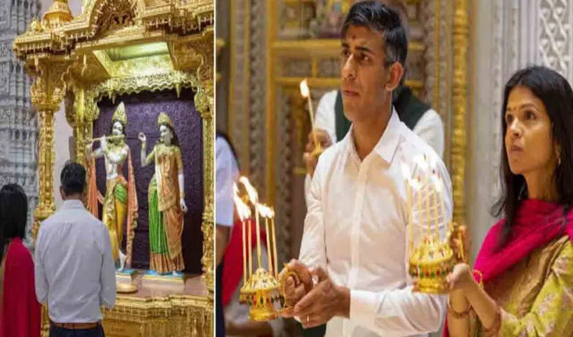 అక్షర్‌ధామ్ ఆలయంలో రిషి సునక్ దంపతులు