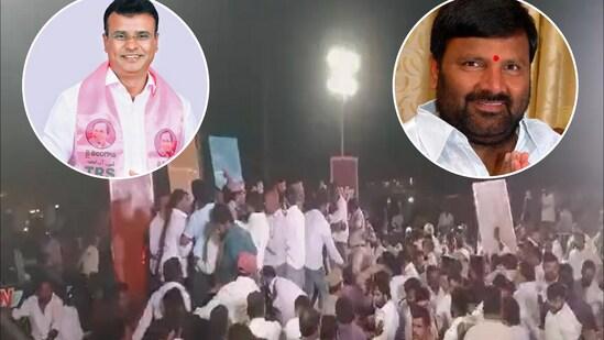 కుత్బుల్లాపూర్ లోబీజేపీ అభ్యర్థి గొంతు పట్టుకున్న బీఆర్ఎస్ ఎమ్మెల్యే