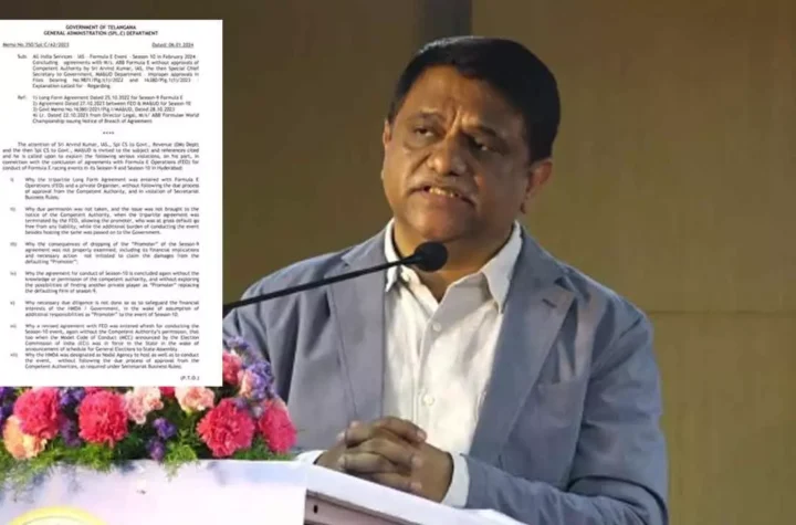 ఫార్ములా ఈ రేస్ కు నిధుల విడుదలపై ఐఏఎస్ కు మెమో