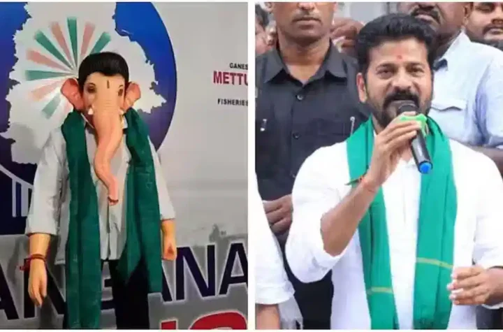 రేవంత్ రెడ్డి రూపంలో గణేశ విగ్రహం ఏర్పాటుపై వివాదం