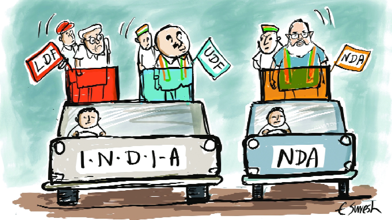 కేరళలో తీవ్రమైన త్రిముఖ పోటీ