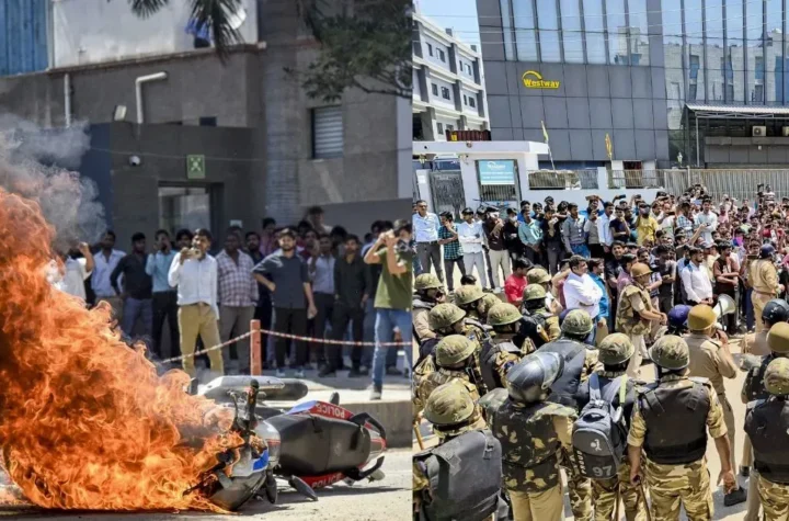 నోయిడాలో హింసాత్మకంగా మారిన కార్మికుల నిరసనలు