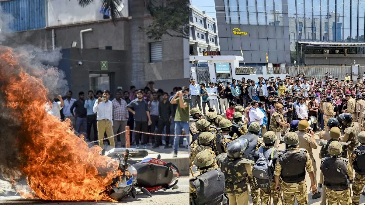 నోయిడాలో హింసాత్మకంగా మారిన కార్మికుల నిరసనలు