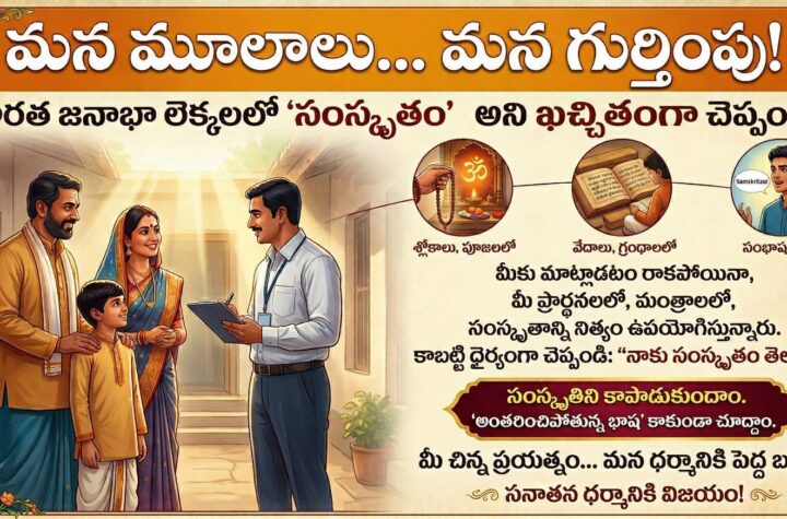 జనాభా లెక్కల్లో తెలిసిన భాషగా `సంస్కృతం’ చేర్చండి