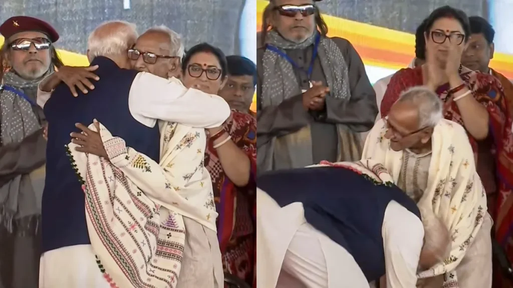 శ్యామ ప్రసాద్ ముఖర్జీ సహాయకుడికి మోదీ పాదాభివందనం! 