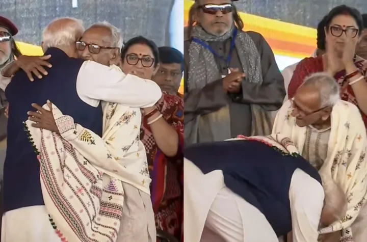 శ్యామ ప్రసాద్ ముఖర్జీ సహాయకుడికి మోదీ పాదాభివందనం! 