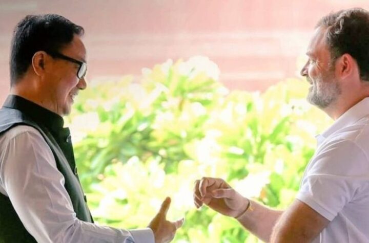 పార్లమెంట్ లో ప్రతిష్టంబన తొలగింపుకై రాహుల్ తో కిరణ్ రిజిజు భేటీ 